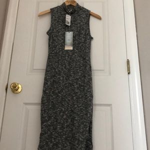 IRIS ribbed sweater dress with half turtle neck.